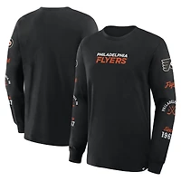 T-shirt à manches longues Fanatics pour homme, noir, avec logo en boîte des Flyers de Philadelphie