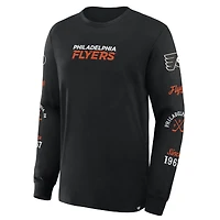 T-shirt à manches longues Fanatics pour homme, noir, avec logo en boîte des Flyers de Philadelphie