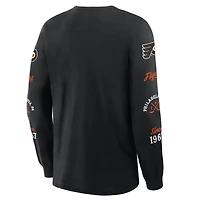 T-shirt à manches longues Fanatics pour homme, noir, avec logo en boîte des Flyers de Philadelphie