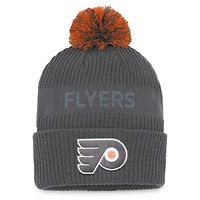 Men's Fanatics Charcoal Philadelphia Flyers Authentic Pro Home Ice Cuffed Knit Hat with Pom
