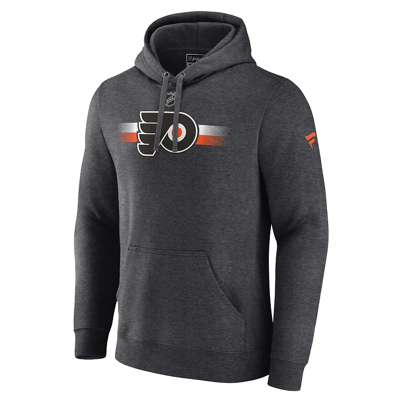 Chandail à capuchon authentique Pro Secondaire des Flyers de Philadelphie Fanatics Heather Charcoal pour hommes