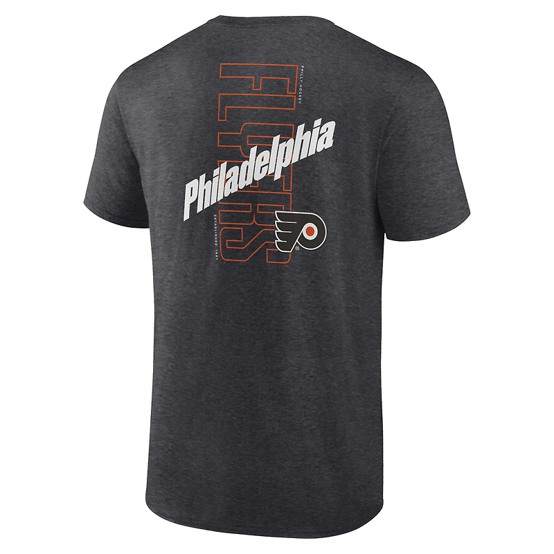 T-shirt Backbone des Flyers de Philadelphie Fanatics Heather Charcoal pour hommes