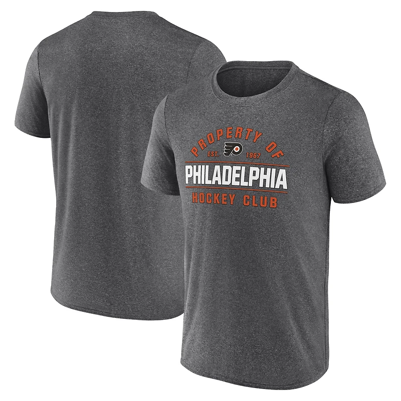 T-shirt Fanatics Heather Charcoal pour homme, propriété des Flyers de Philadelphie