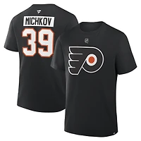 Men's Fanatics Matvei Michkov Black Philadelphia Flyers Authentic Stack Name & Number T-Shirt