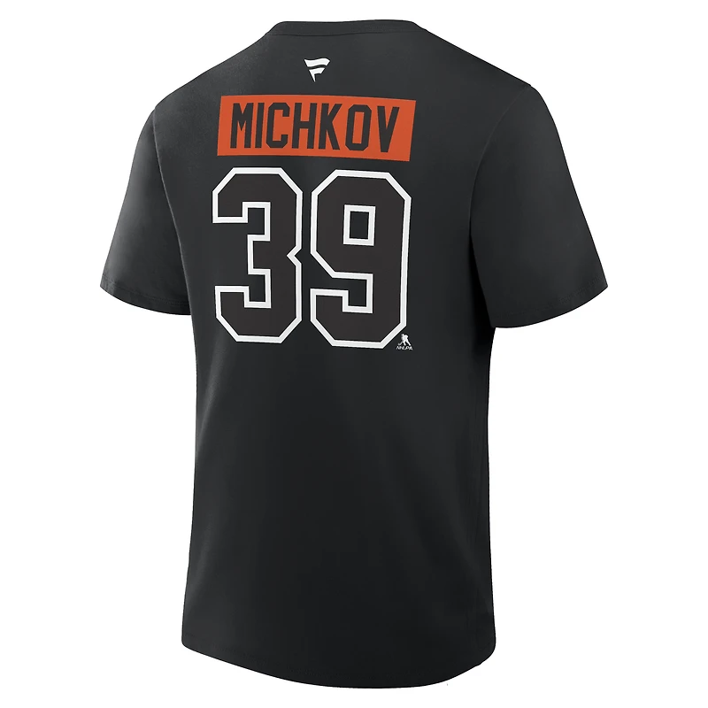 T-shirt noir authentique pour homme avec nom et numéro Stack des Flyers de Philadelphie, Matvei Michkov