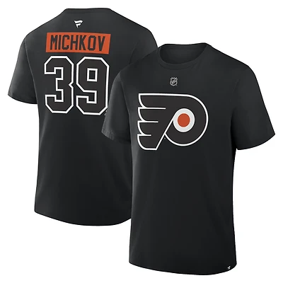 T-shirt noir authentique pour homme avec nom et numéro Stack des Flyers de Philadelphie, Matvei Michkov