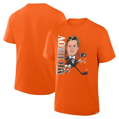 T-shirt orange pour homme Fanatics Matvei Michkov, joueur de caricature des Flyers Philadelphie