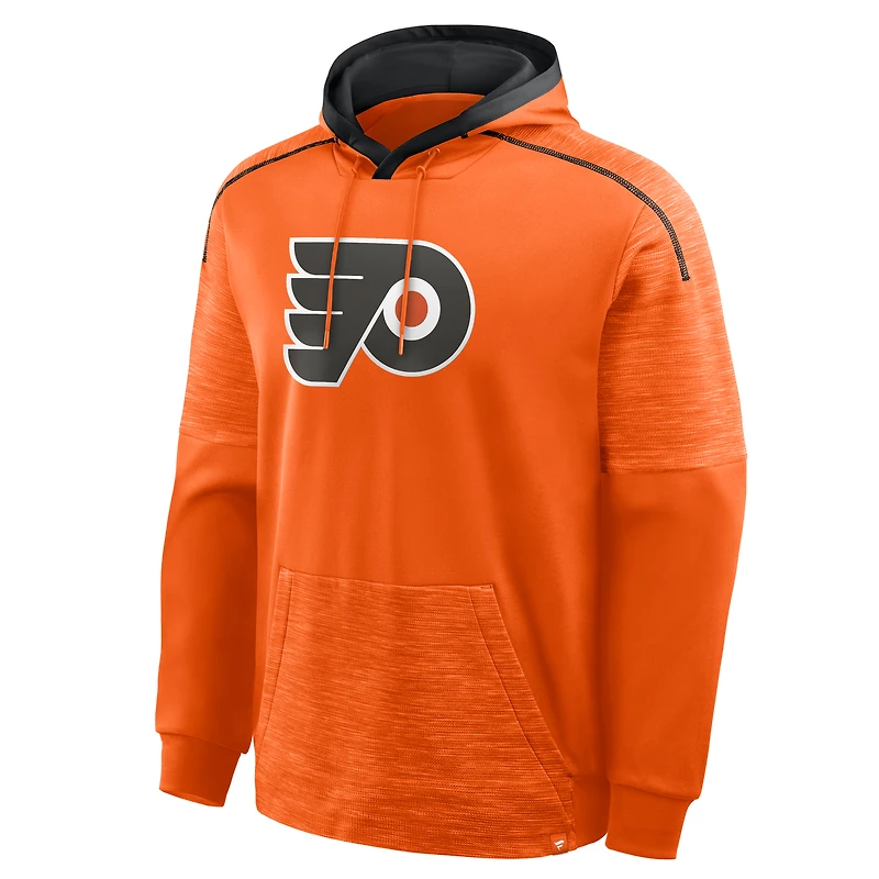 Sweat à capuche raglan orange Fanatics pour homme, modèle Philadelphia Flyers, gardien de but et défenseur.