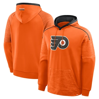 Sweat à capuche raglan orange Fanatics pour homme, modèle Philadelphia Flyers, gardien de but et défenseur.