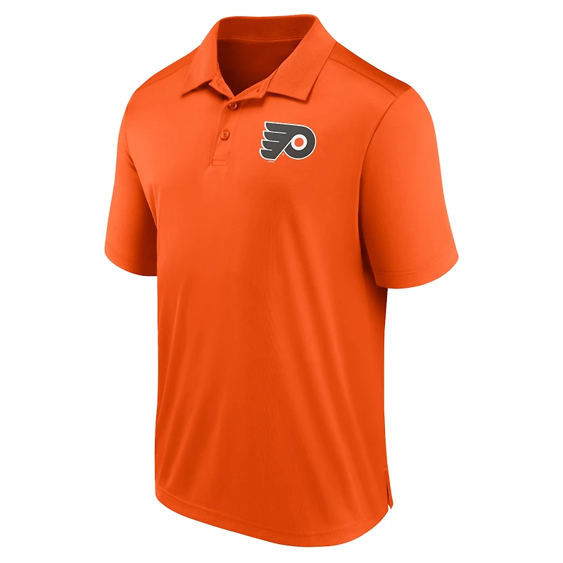 Polo orange fanatiques pour hommes des Flyers de Philadelphie sur le côté gauche
