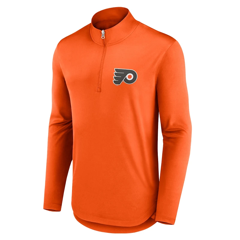 Haut orange à col montant et zip quart-zip Fanatics pour hommes des Flyers de Philadelphie