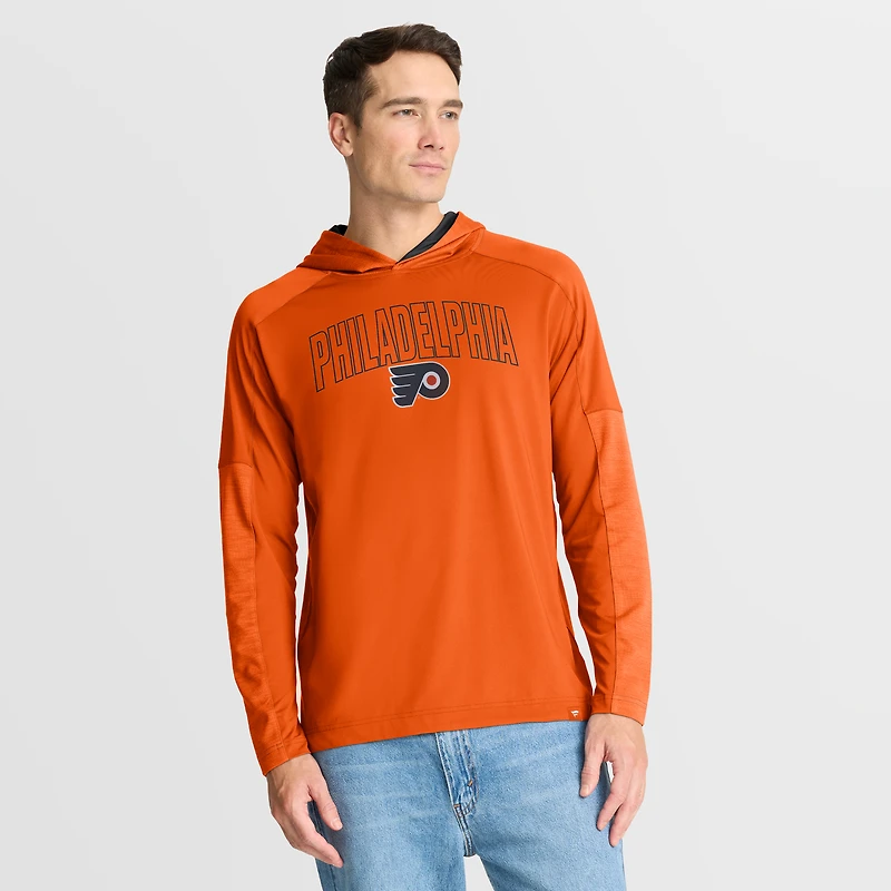 Men's Fanatics Orange Philadelphia Flyers Penalty Shot Long Sleeve Hooded T-Shirt