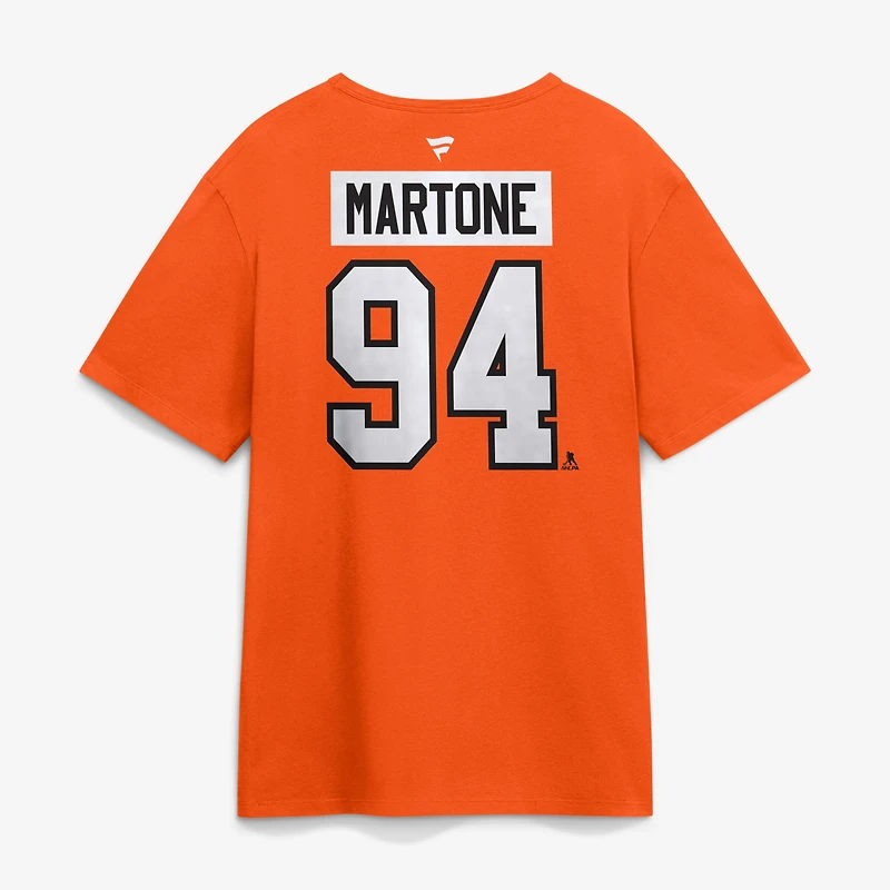 Men's Fanatics Porter Martone Orange Philadelphia Flyers Authentic Stack Name & Number T-Shirt