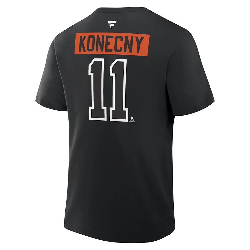 T-shirt noir authentique pour homme, Travis Konecny, avec nom et numéro des Flyers de Philadelphie