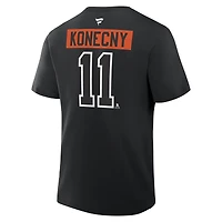 T-shirt noir authentique pour homme, Travis Konecny, avec nom et numéro des Flyers de Philadelphie