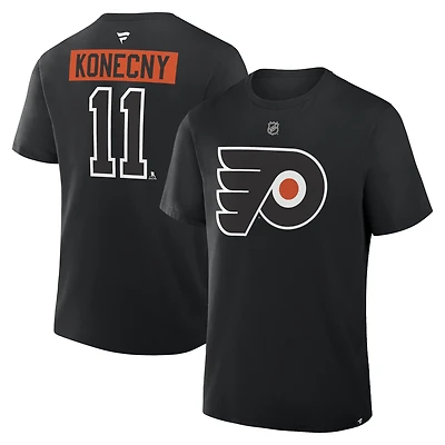 T-shirt noir authentique pour homme, Travis Konecny, avec nom et numéro des Flyers de Philadelphie