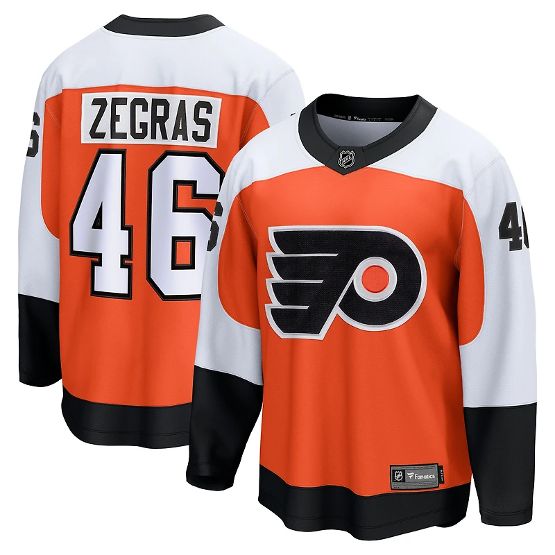 Maillot orange Trevor Zegras pour homme, équipe fanatique des Flyers de Philadelphie, domicile Breakaway