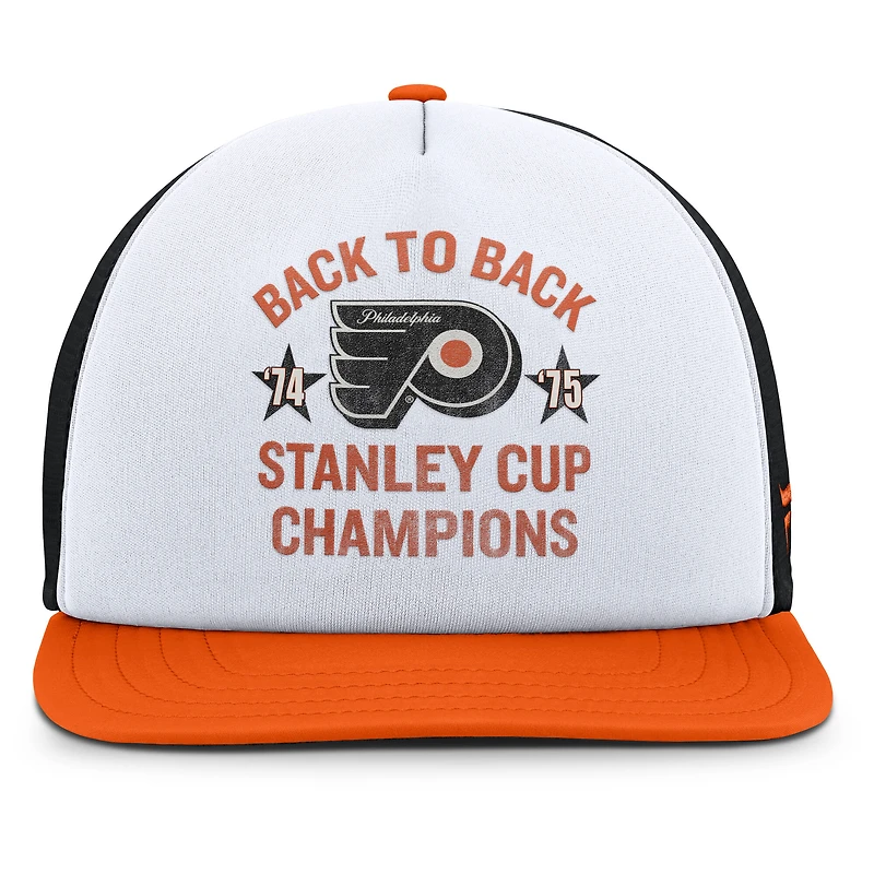 Men's Fanatics White/Orange Philadelphia Flyers Decades Collection Foam Front Snapback Hat