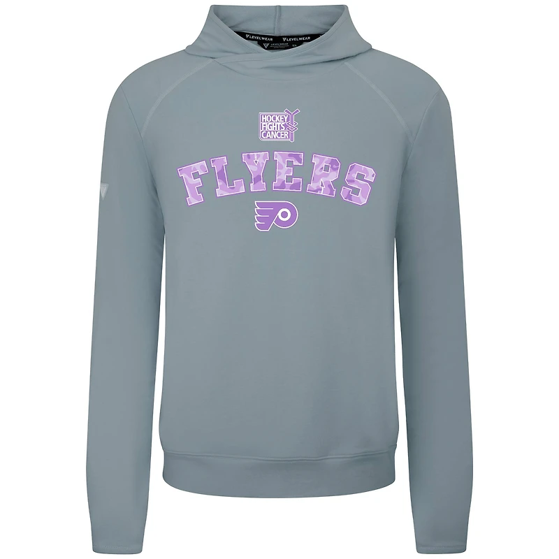 Sweat à capuche Levelwear gris pour homme, Philadelphia Flyers Hockey Fights Cancer Mandate, en mélange de trois matières