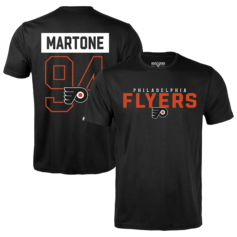 T-shirt noir Levelwear Porter Martone Philadelphia Flyers Richmond pour homme, avec nom et numéro