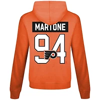 T-shirt à capuche manches longues pour homme Levelwear Porter Martone Orange Philadelphia Flyers Relay avec nom et numéro