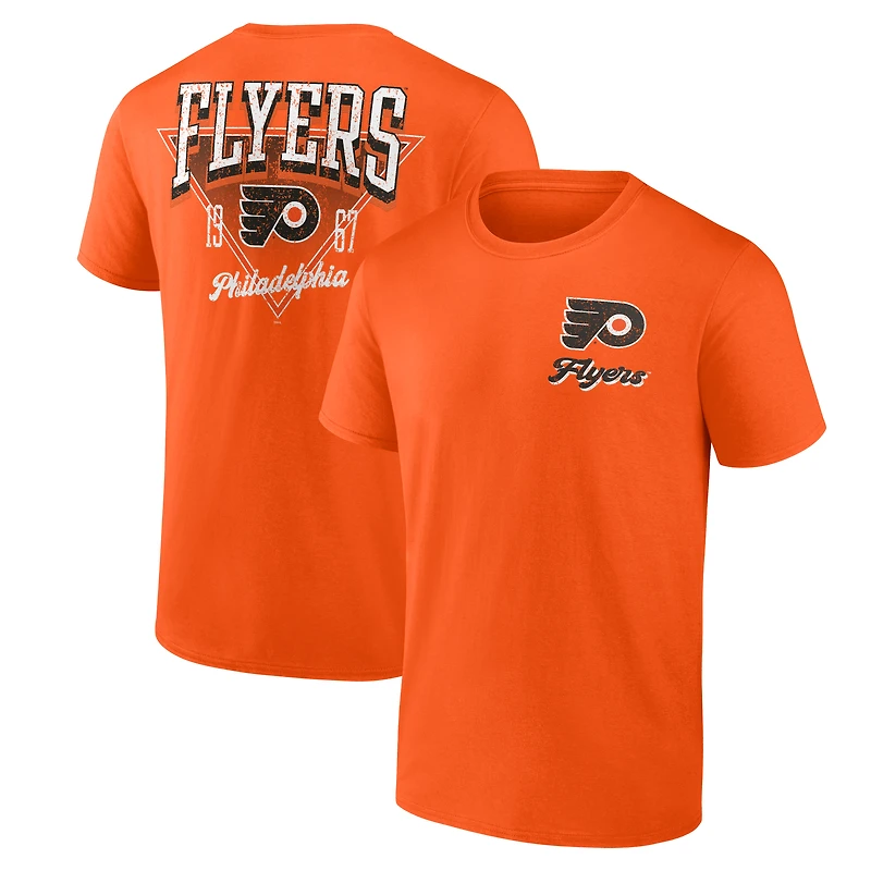T-shirt orange athlétique avec logo des Flyers de Philadelphie « Never Over » pour homme