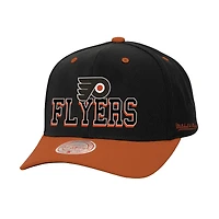 Men's Mitchell & Ness Black/Orange Philadelphia Flyers Backside Script 2-Tone Pro Crown Adjustable Hat