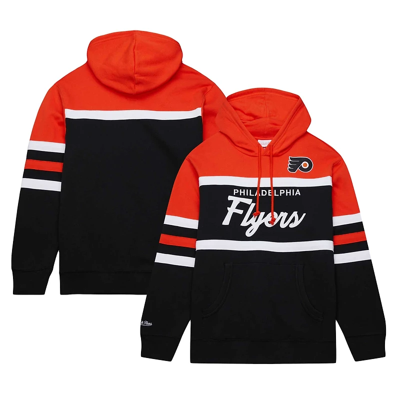 Chandail à capuchon d'entraîneur-chef des Flyers de Philadelphie noir/orange Mitchell & Ness pour hommes