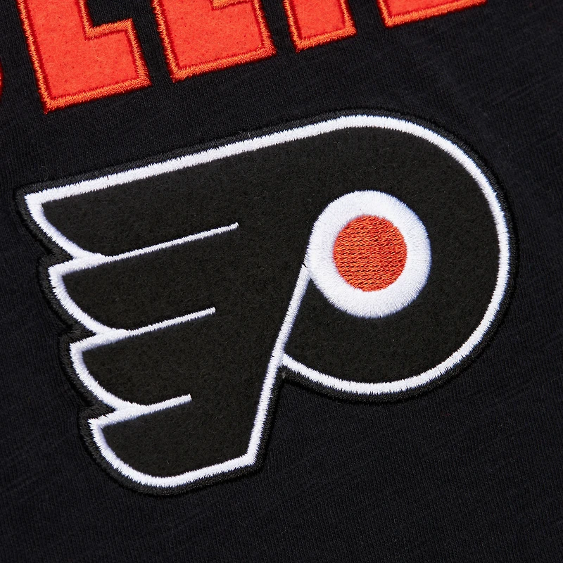 Men's Mitchell & Ness  Black/Orange Philadelphia Flyers Legendary Slub Raglan Long Sleeve T-Shirt
