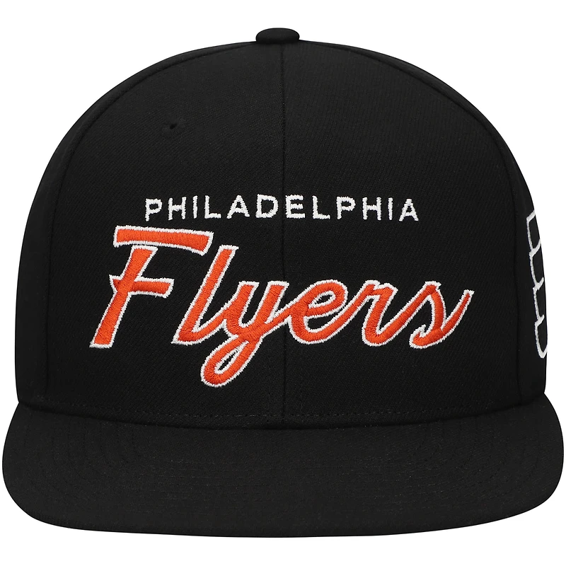 Men's Mitchell & Ness Black Philadelphia Flyers Core Team Script 2.0 Snapback Hat