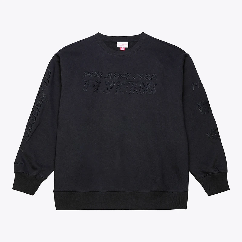 Sweat-shirt à col rond en polaire Phantom noir des Flyers de Philadelphie Mitchell & Ness pour homme