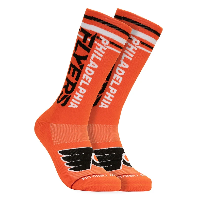 Chaussettes orange Mitchell & Ness Power Play des Flyers de Philadelphie pour hommes