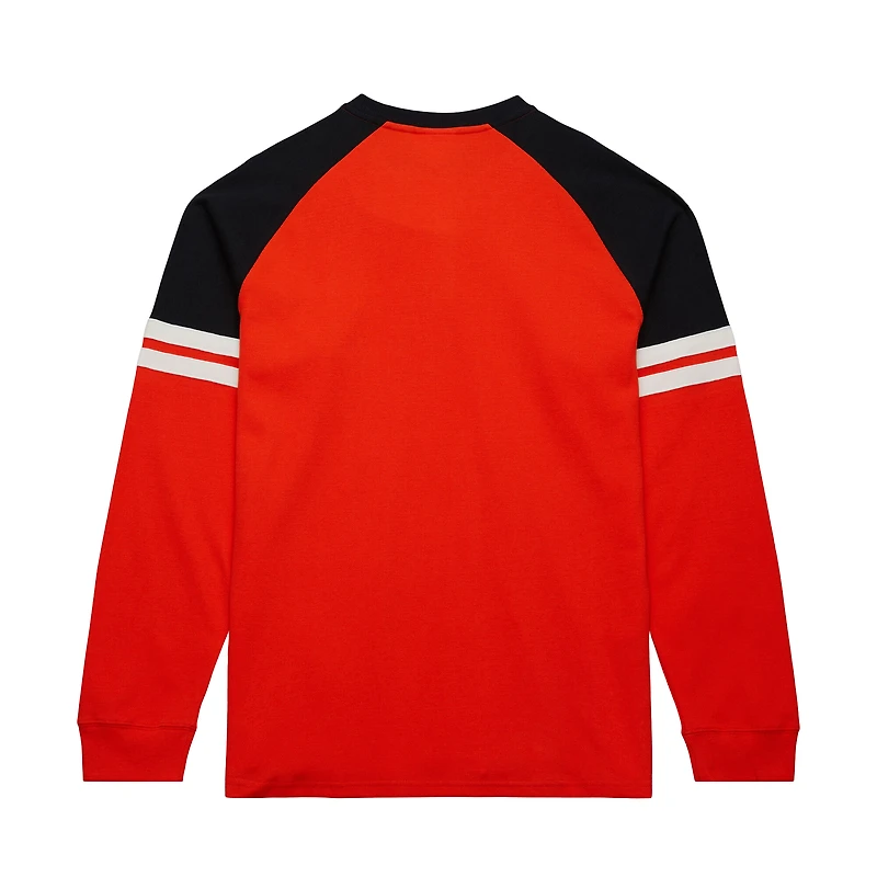 T-shirt thermique à manches longues Henley orange de Mitchell & Ness pour homme des Flyers Philadelphie