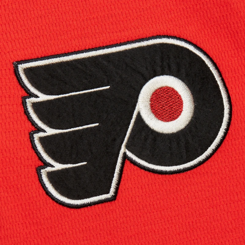 T-shirt thermique à manches longues Henley orange de Mitchell & Ness pour homme des Flyers Philadelphie