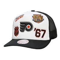 Men's Mitchell & Ness White/Black Philadelphia Flyers Gridlock Trucker Adjustable Hat