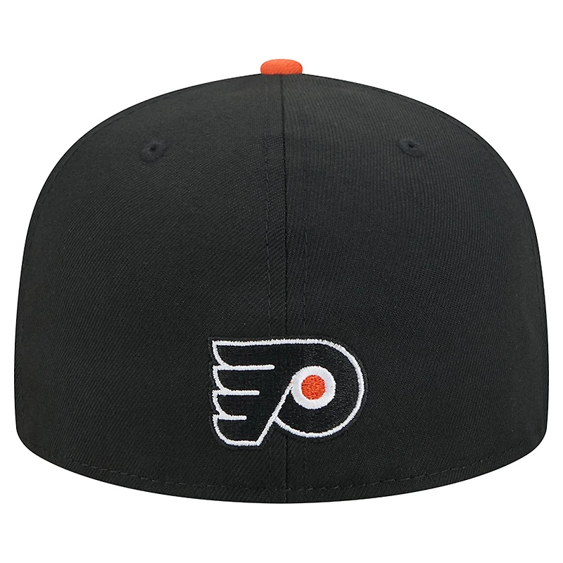 Men's New Era Black/Orange Philadelphia Flyers City Icon Stitched Overlay 59FIFTY Fitted Hat
