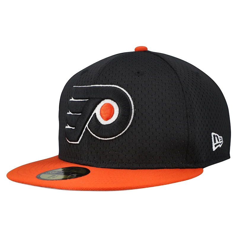 Men's New Era Black/Orange Philadelphia Flyers Mesh Crown Two-Tone 59FIFTY Fitted Hat
