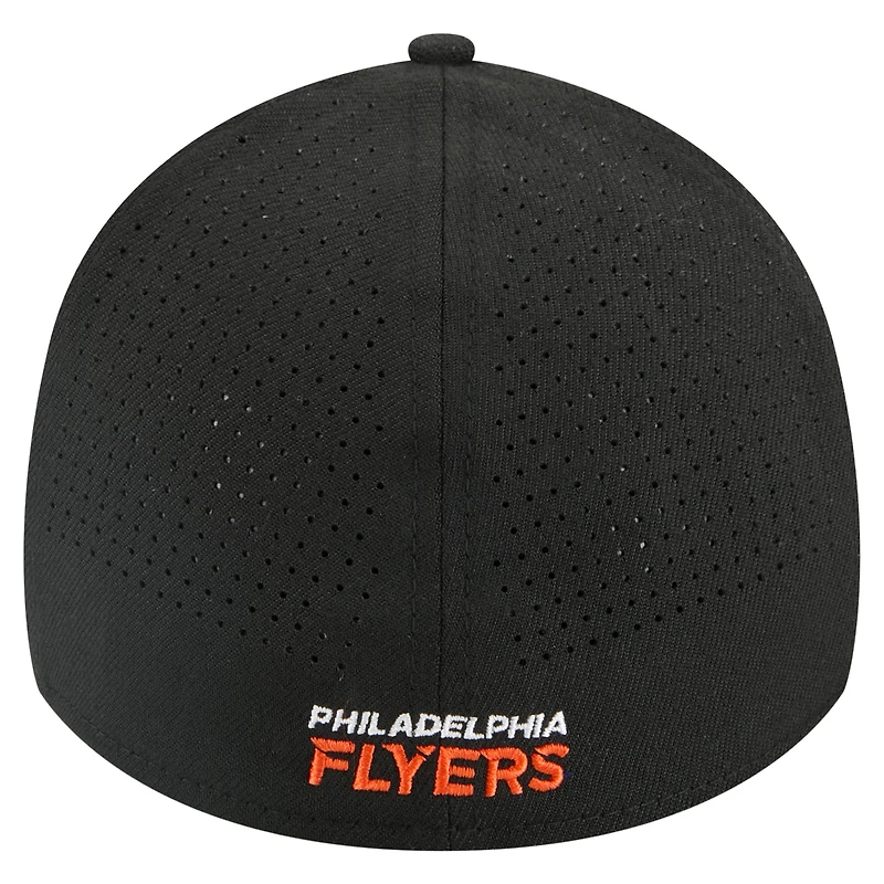 Men's New Era Black Philadelphia Flyers 39THIRTY A-Frame Perforated Flex Hat
