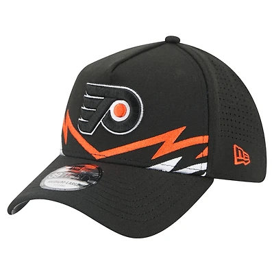 Men's New Era Black Philadelphia Flyers 39THIRTY A-Frame Perforated Flex Hat