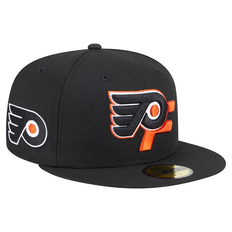 Men's New Era Black Philadelphia Flyers Deceptor 59FIFTY Fitted Hat