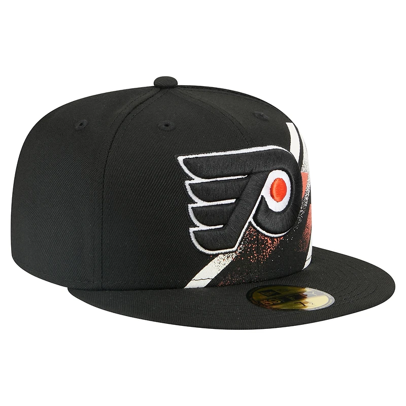 Men's New Era Black Philadelphia Flyers Faded Lines 59FIFTY Fitted Hat