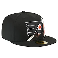 Men's New Era Black Philadelphia Flyers Faded Lines 59FIFTY Fitted Hat