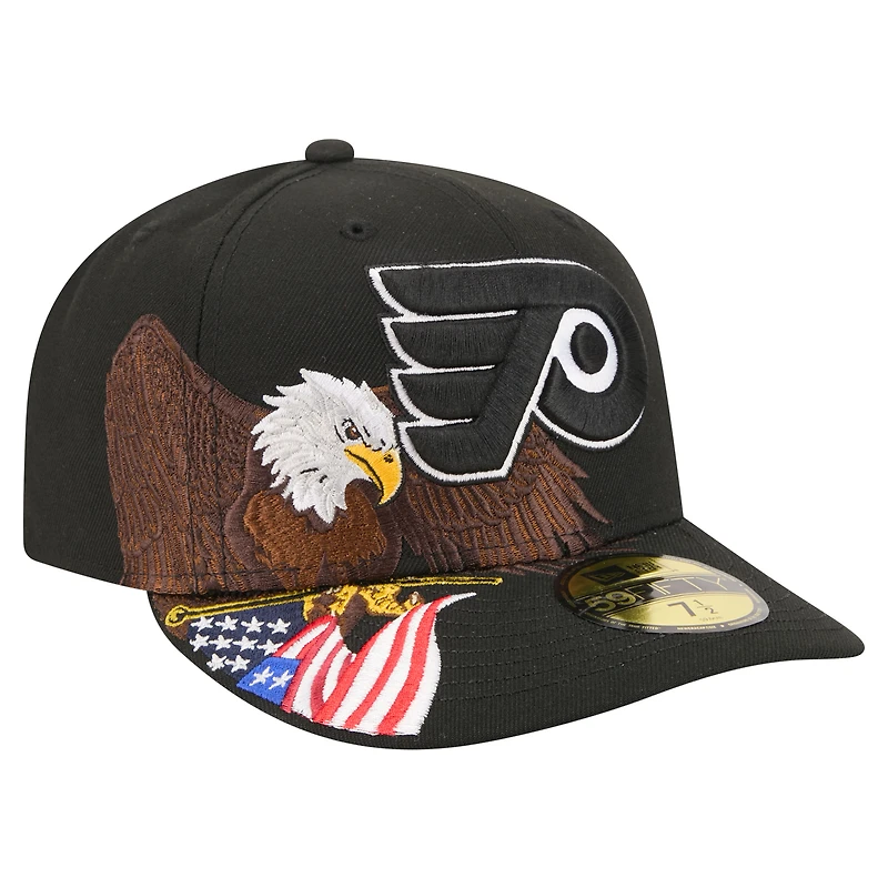Men's New Era  Black Philadelphia Flyers Freedom Pre-Curved 59FIFTY Fitted Hat