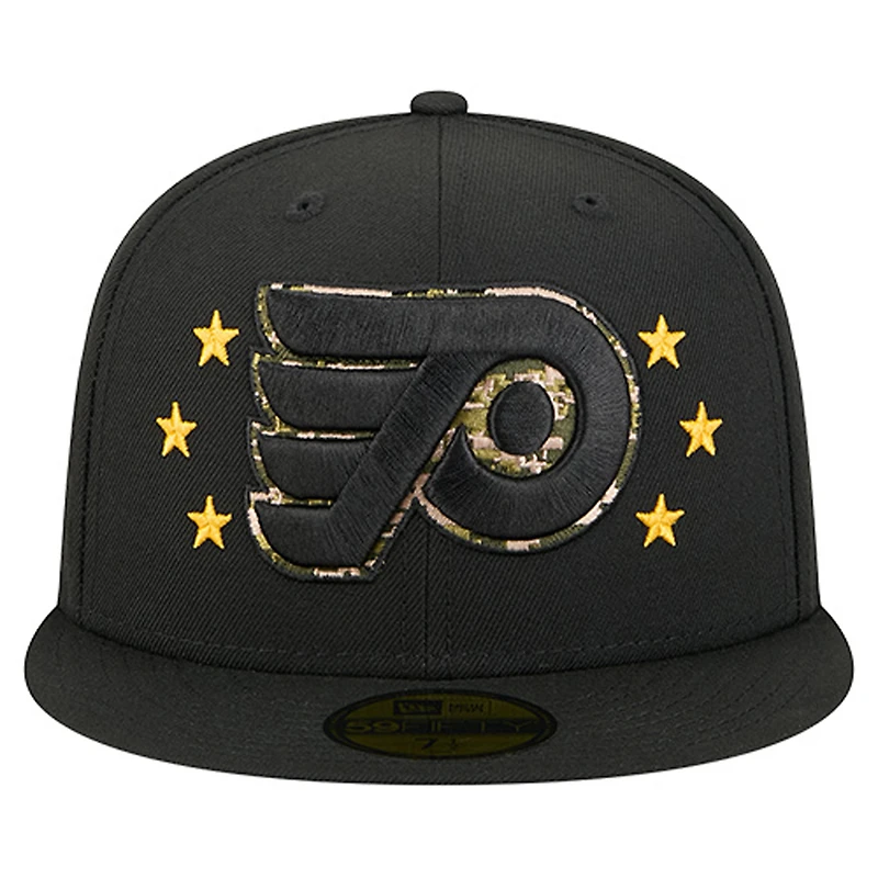 Men's New Era  Black Philadelphia Flyers Military Appreciation Digital Camo Stars 59FIFTY Fitted Hat