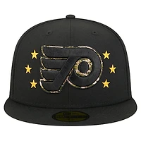 Men's New Era  Black Philadelphia Flyers Military Appreciation Digital Camo Stars 59FIFTY Fitted Hat