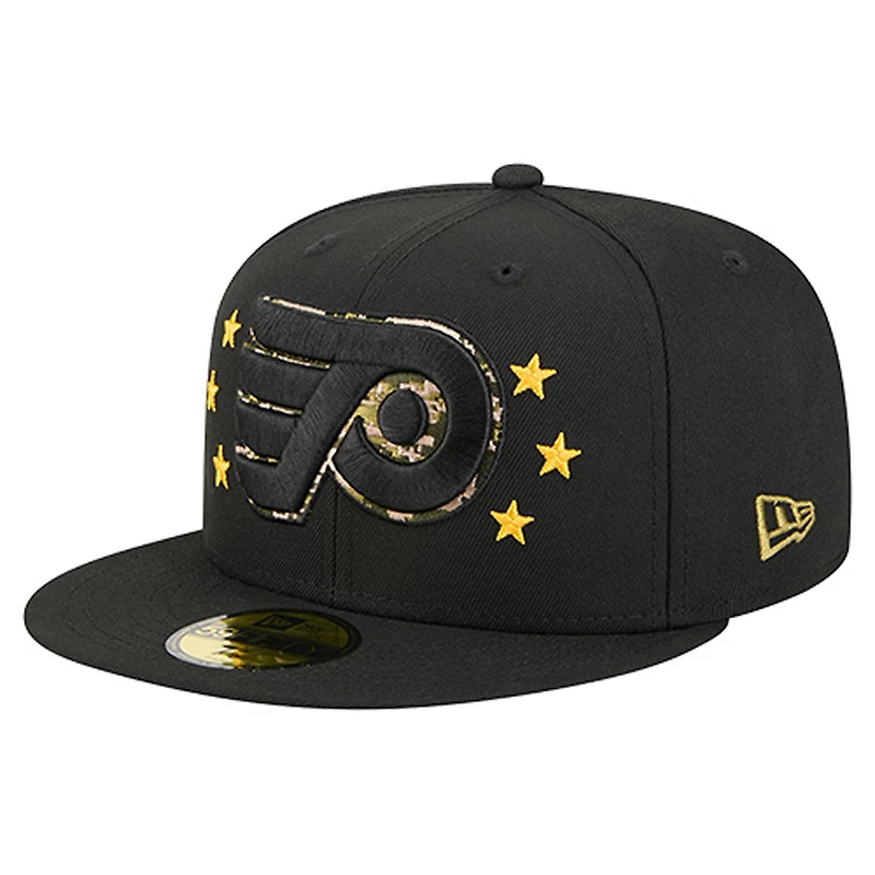 Casquette ajustée 59FIFTY noire New Era pour homme, motif camouflage numérique, étoiles, des Flyers de Philadelphie