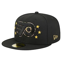 Casquette ajustée 59FIFTY noire New Era pour homme, motif camouflage numérique, étoiles, des Flyers de Philadelphie