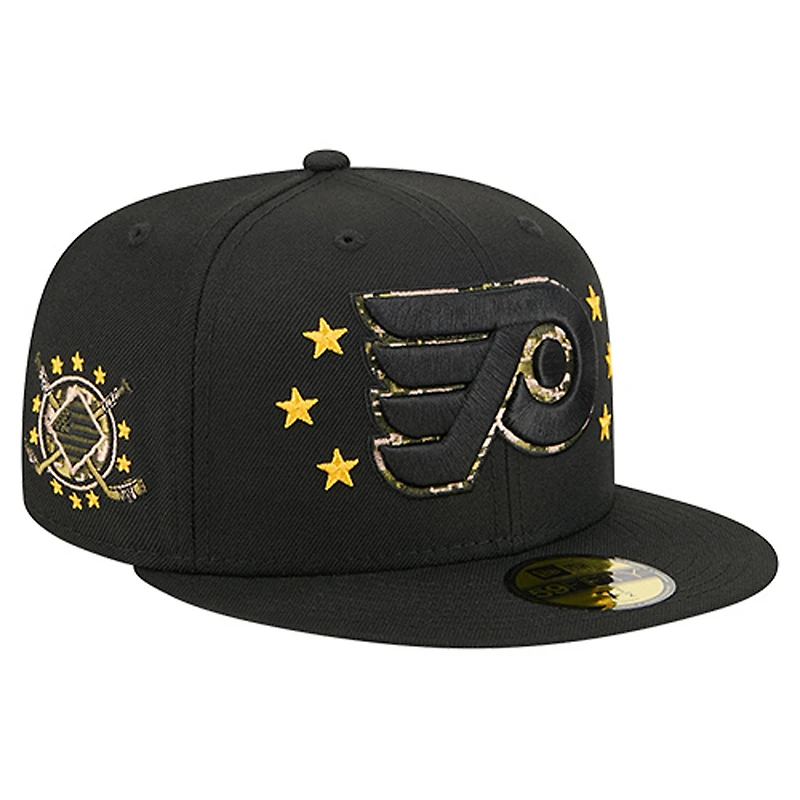 Casquette ajustée 59FIFTY noire New Era pour homme, motif camouflage numérique, étoiles, des Flyers de Philadelphie