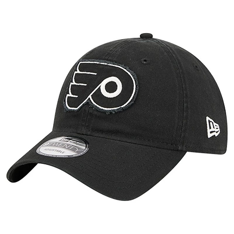 Casquette ajustable 9TWENTY noire New Era pour homme avec appliqué en tissu des Philadelphia Flyers