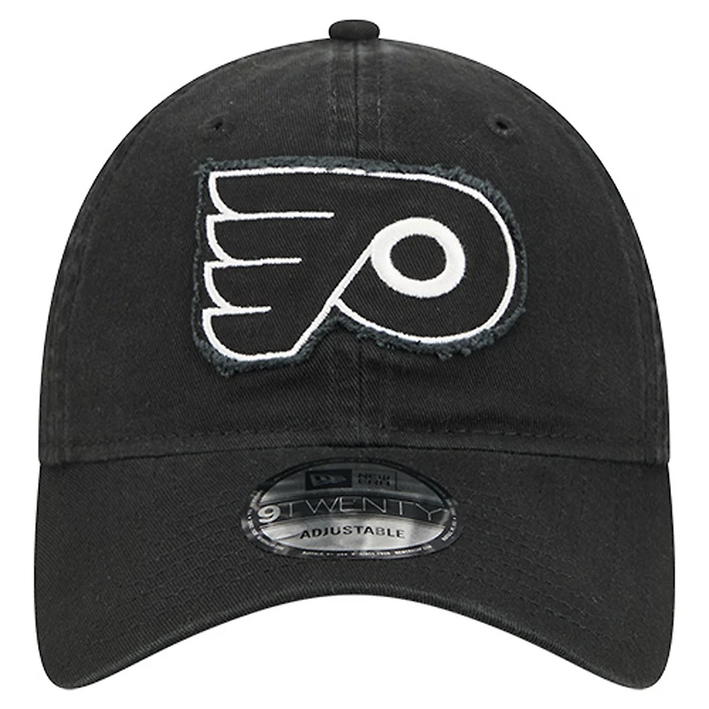 Men's New Era  Black Philadelphia Flyers Stamp Fabric Applique 9TWENTY Adjustable Hat